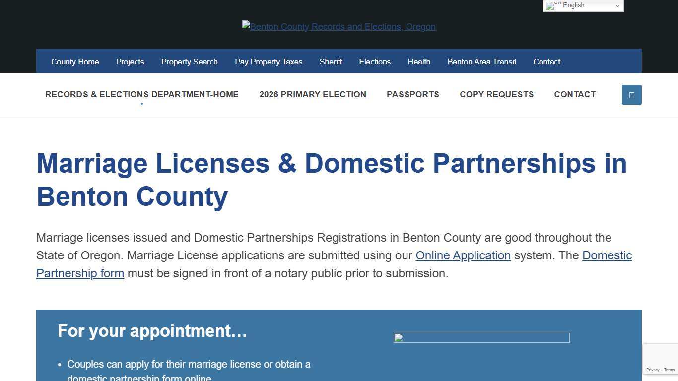 Marriage Licenses & Domestic Partnerships - Benton County Records and Elections, Oregon