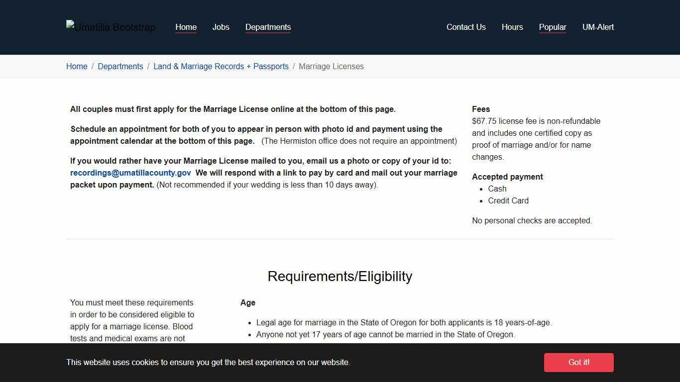 Marriage Licenses - Umatilla County