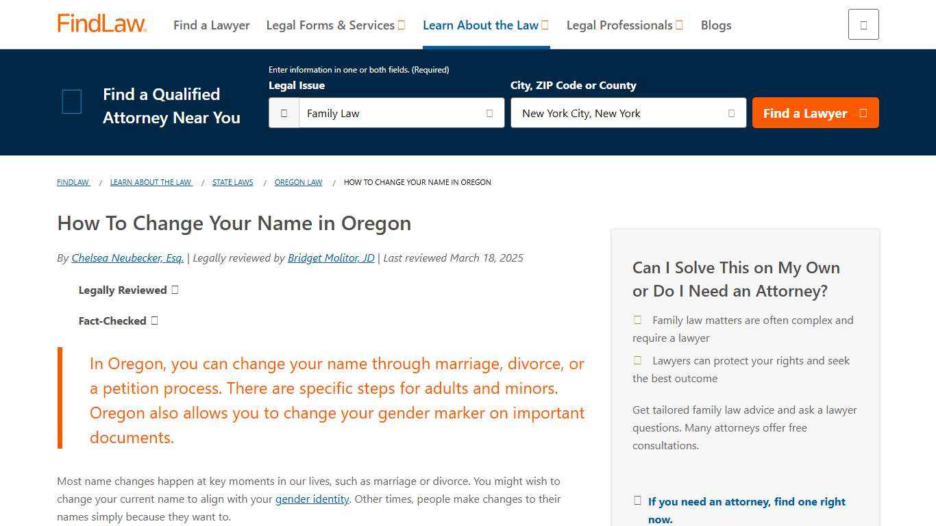 How To Change Your Name in Oregon - FindLaw
